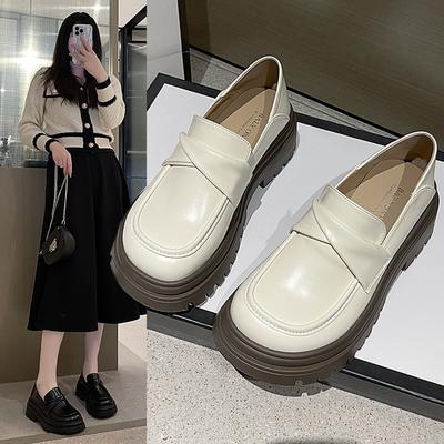 2024 Spring New Small Leather Shoes Women's Platform Loafers Can Step On Lazy Single Shoes Female Manufacturer