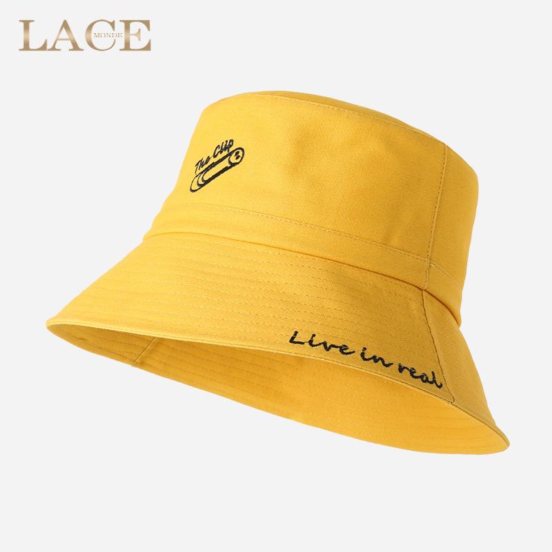 Summer Embroidery Letter Pattern Bucket Hat Fashion Girls Outdoor Sun Beach Fisherman Cap Classic Girly Casual Bob Panama Hat
