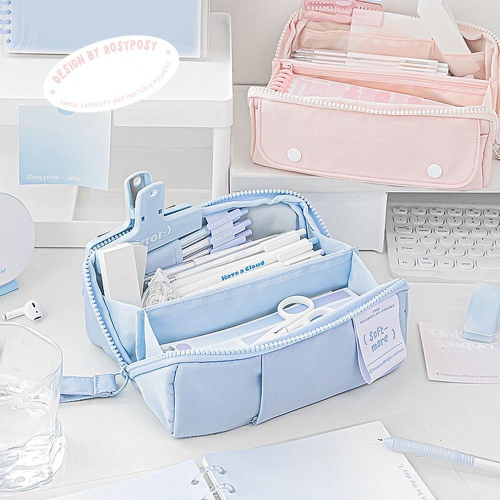 

Multi-layer Stationery Case Multi-function Storage Bag Zipper Pencil Bag School Supplies