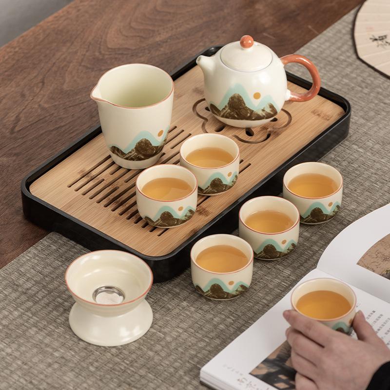 Dragon Egg Teapot Huang Ru Kiln Travel Kung Fu Tea Set Household Portable Teacup Teapot Light Luxury Business Gifts