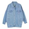 Frauen Retro Oversize Lose Knopf Jacke Casual Denim Jeans Taschen Mantel Outwear