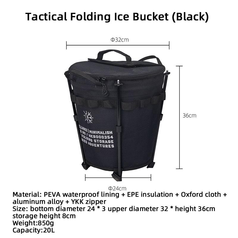 

Ведро для льда на открытом воздухе для кемпинга, круглое ведро для переноски автомобиля, изоляционное, сохраняющее холод, сохраняющее свежесть, складное, портативное, переносное чёрный