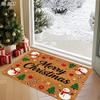 2D FLAT Merry Christmas Snowman Candy Cane Christmas Tree Ornament Doormat, Non-Slip Durable Flannel Mat with 1.02 Cm Sponge Thickness, Machine Washab