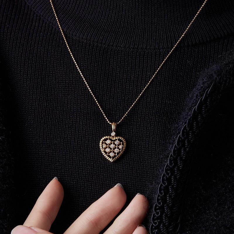 Full of Stars 18K Gold-Plated S925 Sterling Silver Heart Necklace with Zirconia S925 Silver