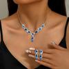 Women's Fashion Earrings Necklace 2 Jewelry Set Claw Chain Bridal Jewelry Simple Blue Birthday Party Gift