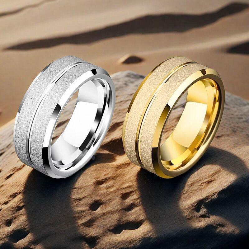 Frosted Titanium Steel Men's Fashion Ring – Stylish Cross-border Couple Jewelry
