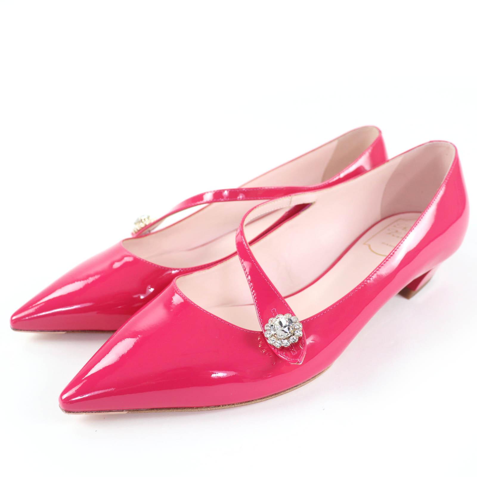 

Pristine ROGER VIVIER pumps JEWEL BUTTON BALL25 With bijoux Patent leather 38.5 Used
