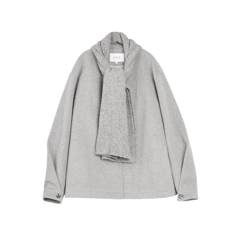 ELLE French Style Scarf Collar Casual Versatile Comfortable Long Sleeve Woolen Cardigan Coat Women coats L8WFM638