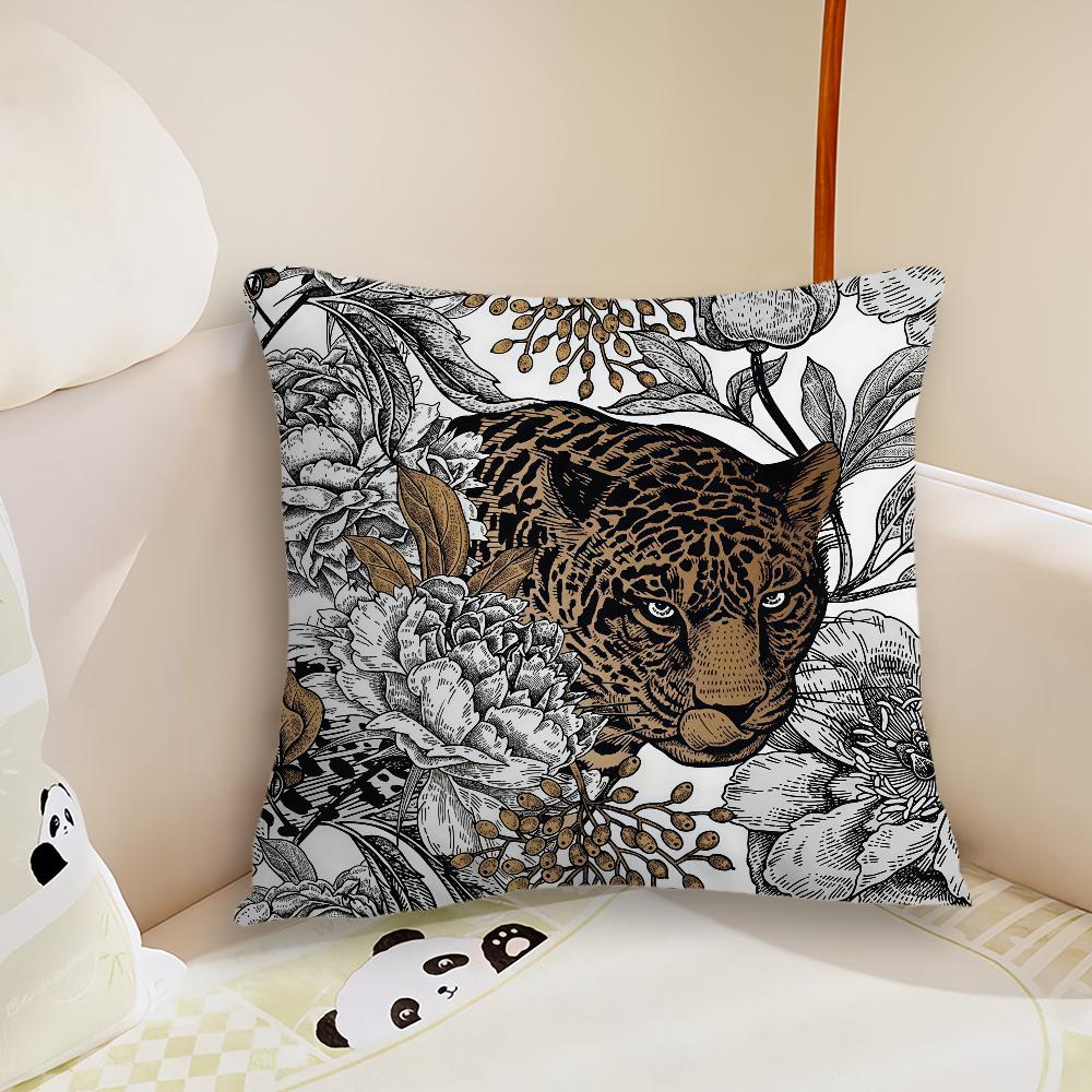 Fashion animal leopard cushion cover Pillow Case Plush Fabric Soft Double Sided Print Sofa Cushion Cover Throw Pillow Covers