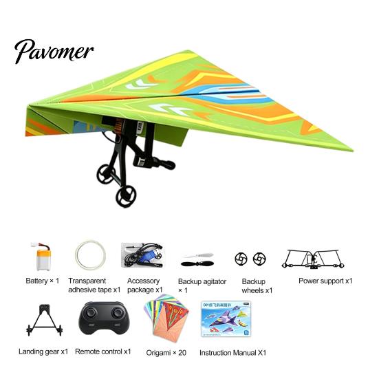 Assembled Plane Set Remote Control Paper Airplane Kit, with Gyro Stabilizer, Dual Propellers, DIY Electric Kit RC Set, Educational Glider Assembly Toy