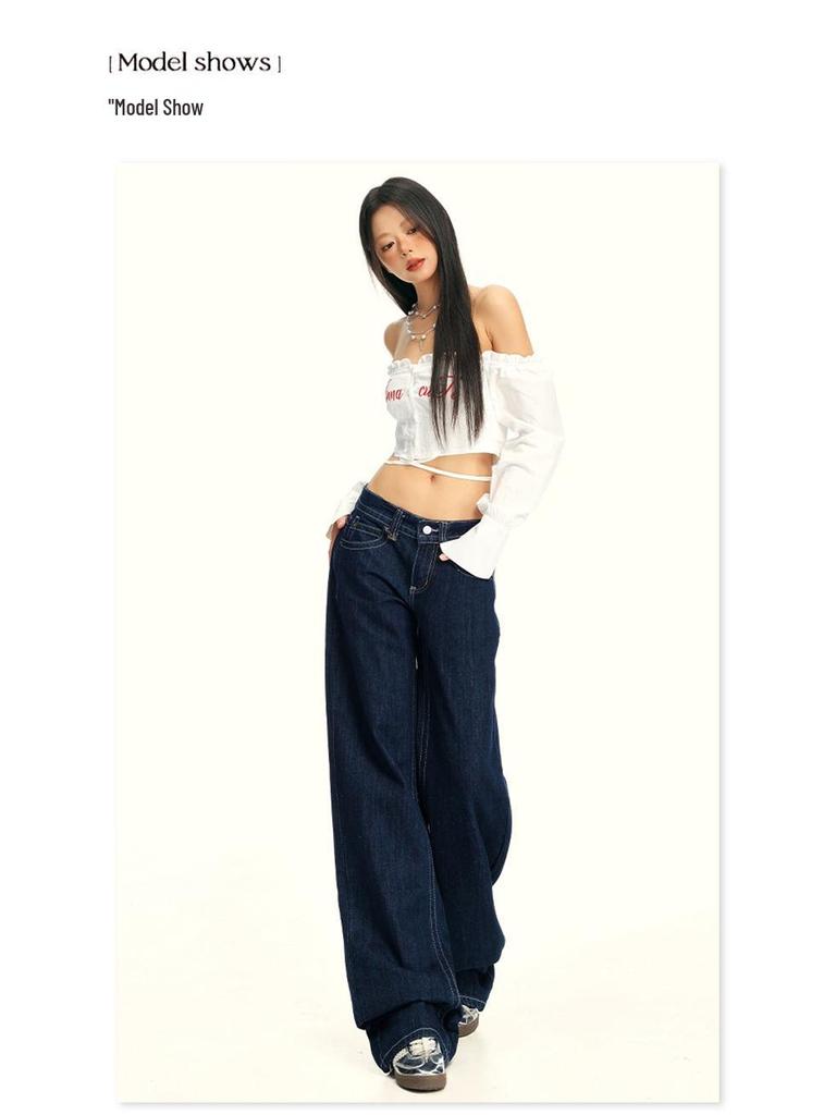 2025 Amerikanische Retro Low-Waist Wide-Leg Jeans für Herbst/Winter