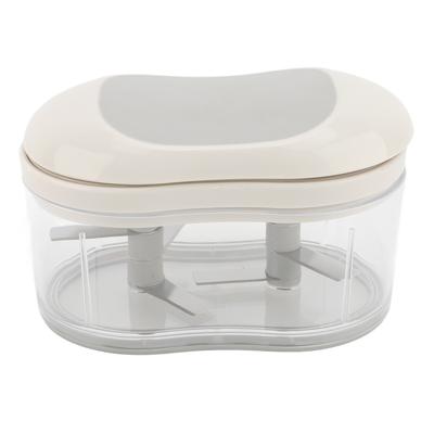 Manual Garlic Chopper Stainless Steel Portable Hand Push Garlic Press Mincer with Storage Container