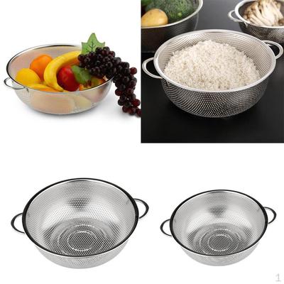2x Stainless Steel Fine Mesh Strainer Colander Rice Fruits Sieve +31.5cm