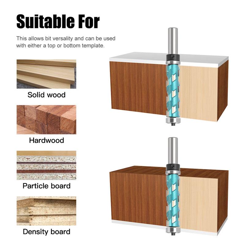 12 mm 1/2-Zoll-Schaft Flush Trim Vollhartmetall-Spiraloberlager-CNC-Fräser Kompressionsschnitt-Schaftfräser-Bit-Gesichts-Holzfräser