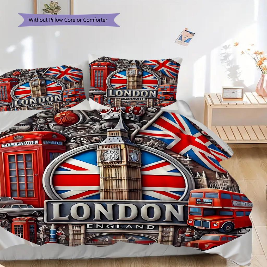 British Empire London England Bedding, Duvet Cover, Pillowcase, Home Decoration, Birthday Gift (1 * Duvet Cover+2 * Pillowcase, Coreless)