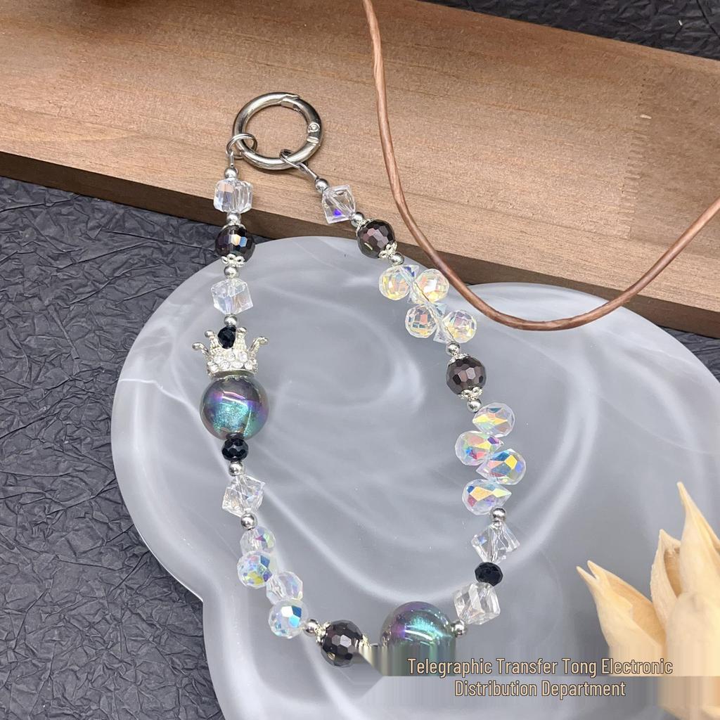 Crystal Rhinestone Crown Phone Lanyard & Keychain - Cute Charm Accessory & Small Gift