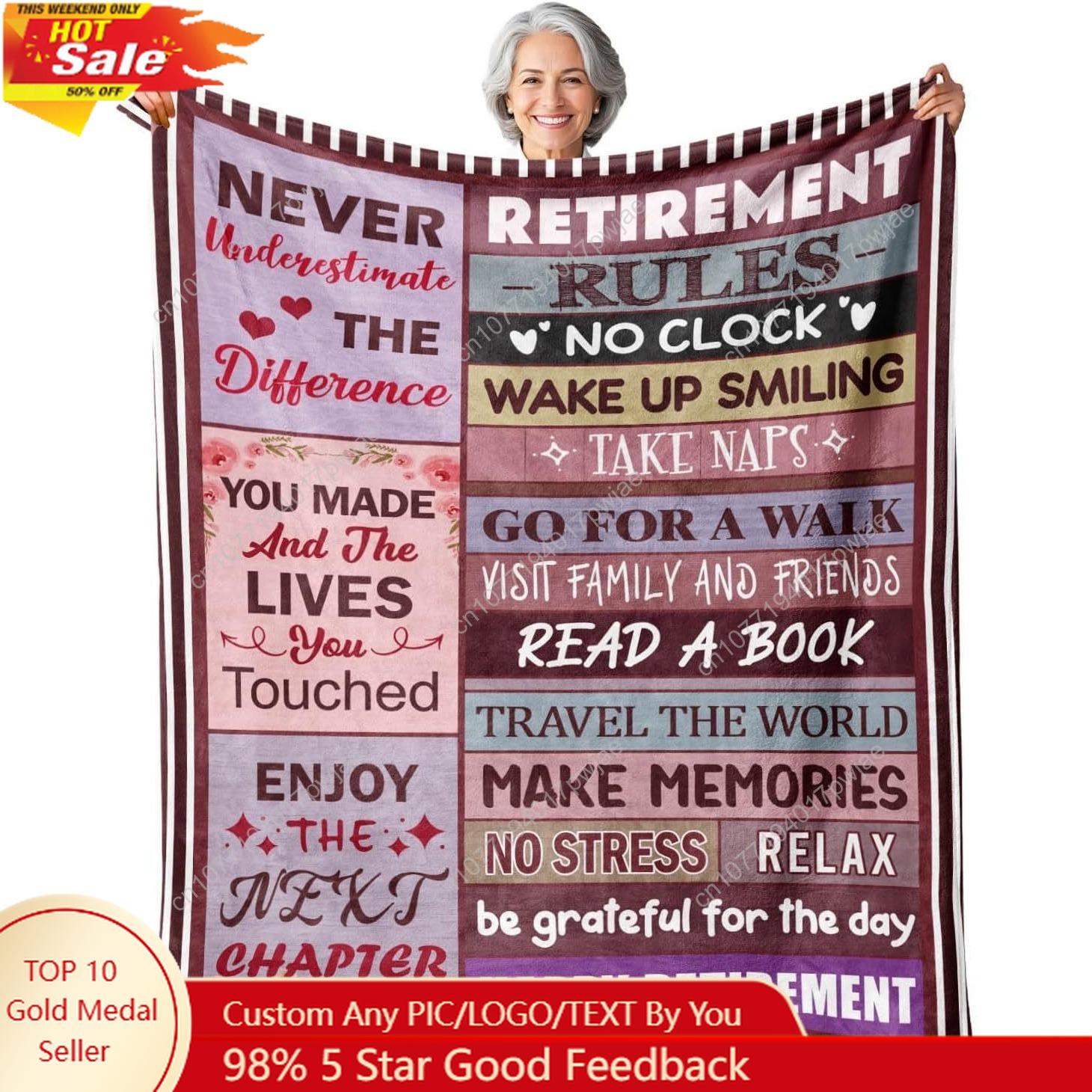 Retirement Gift for Retirement Gifts for Women Men 2025 Best Retirement Gifts Ideas Happy Gifts for Custom blankets 75X95CM