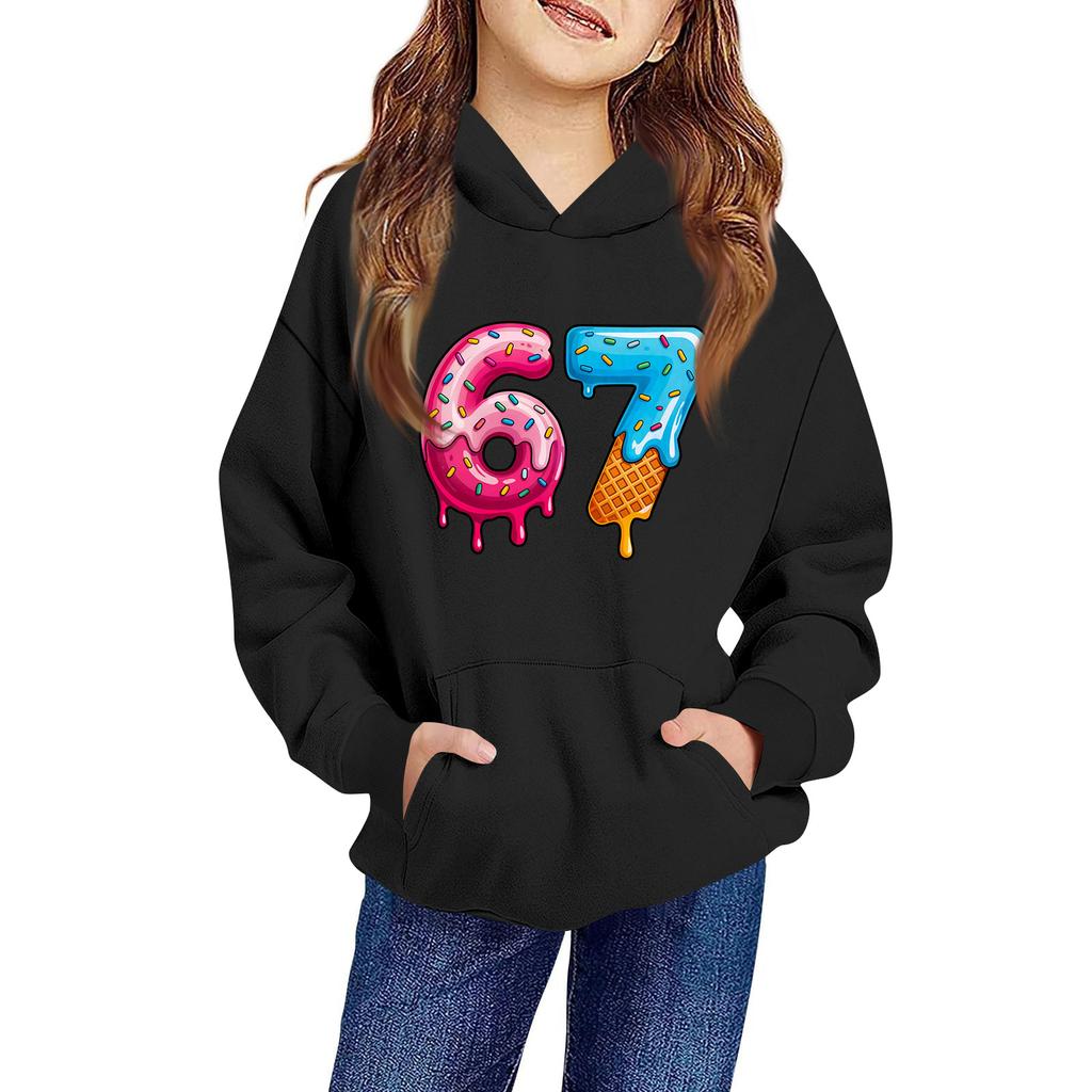 Kinder Langarm Lockerer Pullover Buchstabenaufdruck Kordelzug Kapuzen-Sweatshirt