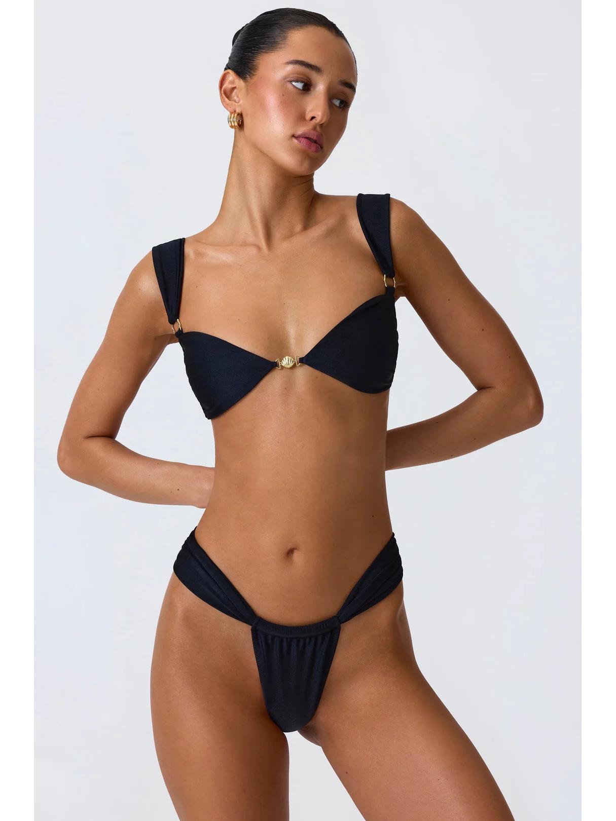 

Женский черный треугольный купальник бикини - Сексуальный купальник в европейском и американском стиле. Large чёрный