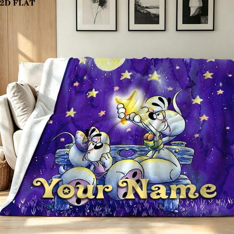 1PC Diddl Custom Name Patterned Flannel Blanket Suitable For All Seasons for Home Decor Warmth and Comfort Gifts Holiday Present