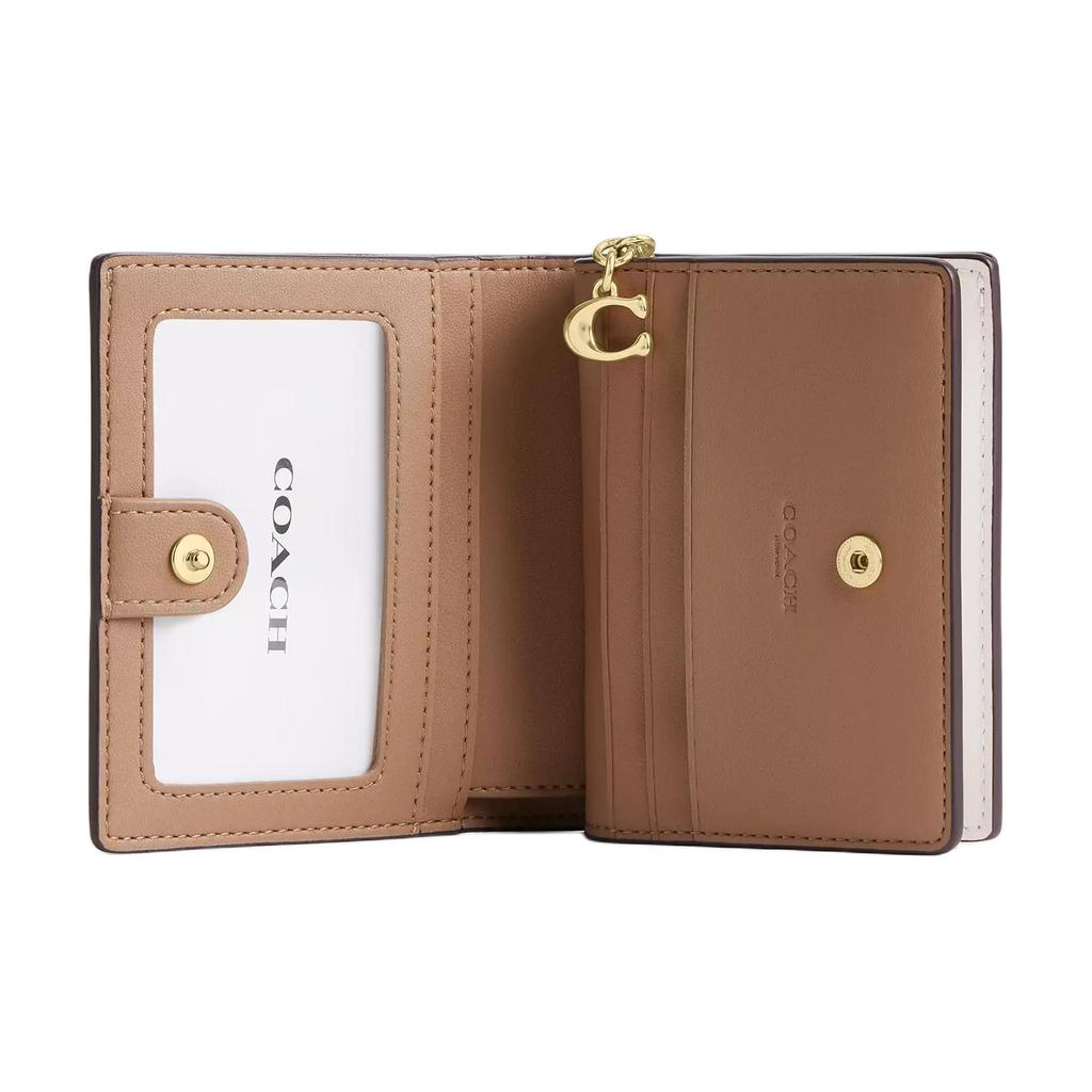 COACH Snap Wallet Coated Canvas Wallet Womens Sand
