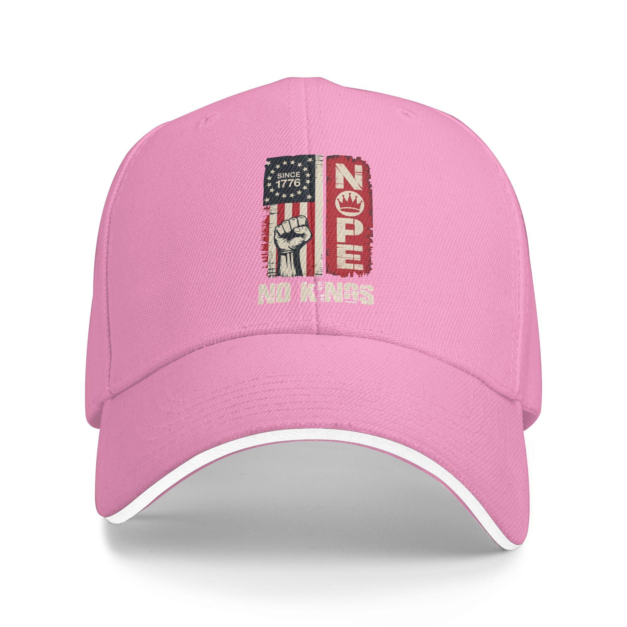 

No Kings Baseball Cap Men Adult Print Trucker Hat Summer Fitted Retro Tennis Skate Breathable Baseball Caps As Picture розовый