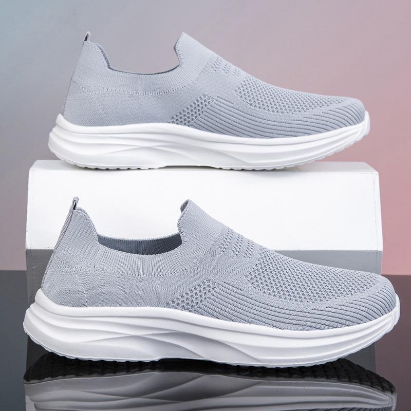 

Men s shoes lightweight soft-soled sneakers breathable socks shoes lazy one-pedal men s casual shoes 39 серый