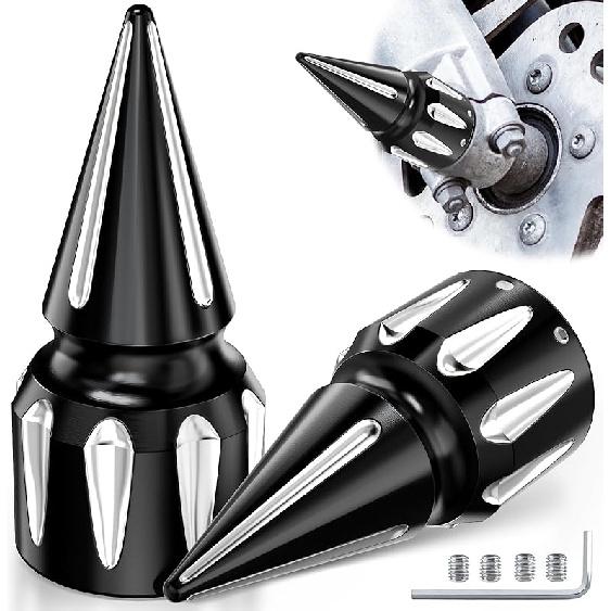 3,6  Мотоциклетные хромированные крышки гаек передней оси, CNC левая и правая, шипованные колпачки гаек передней оси, совместимые с Harley Touring Sportster Dyna Softail Street Tri чёрный