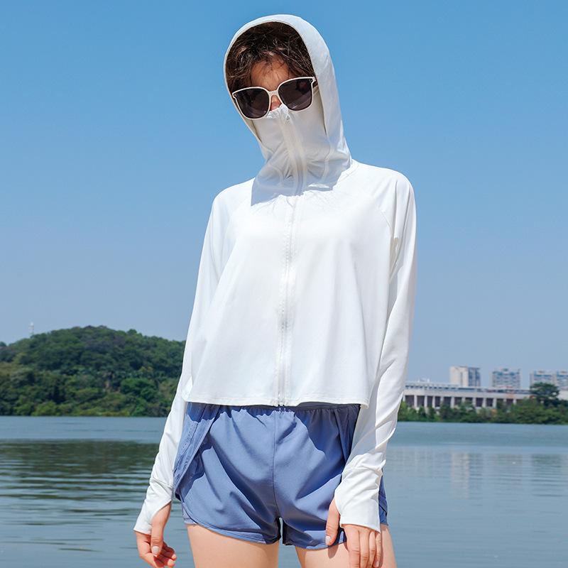 

Women s UPF50+ Ice Silk Sun Protection Hoodie - Summer Outdoor Sports Long Sleeve Anti-UV Jacket One Size