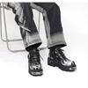 Homens e mulheres vintage rock casal sapatos novos escuro punk couro retro botas metal nicho design unisex plataforma única sapatos