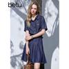 Betu Women's Short Sleeve Pleated Denim Dress