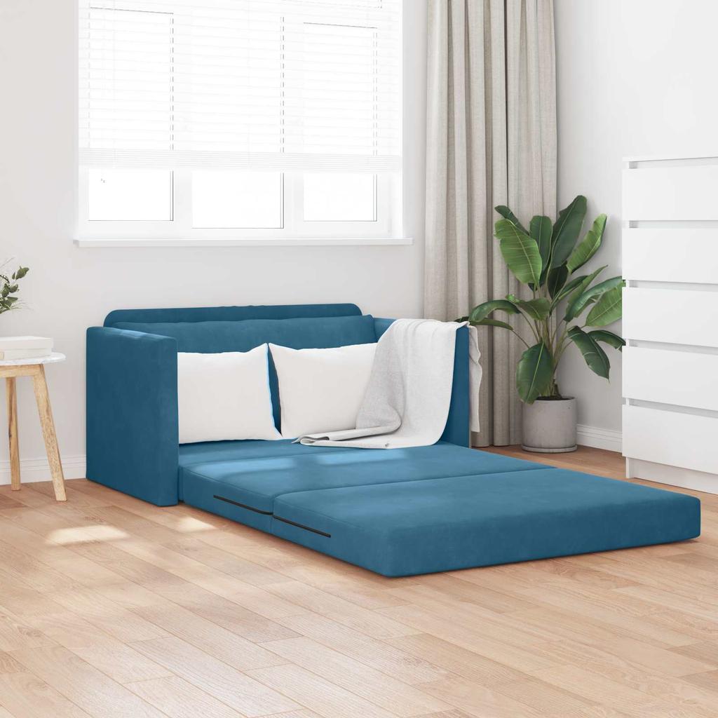 Blue Sleeper Sofa 124 x 71 x 78 cm Velvet