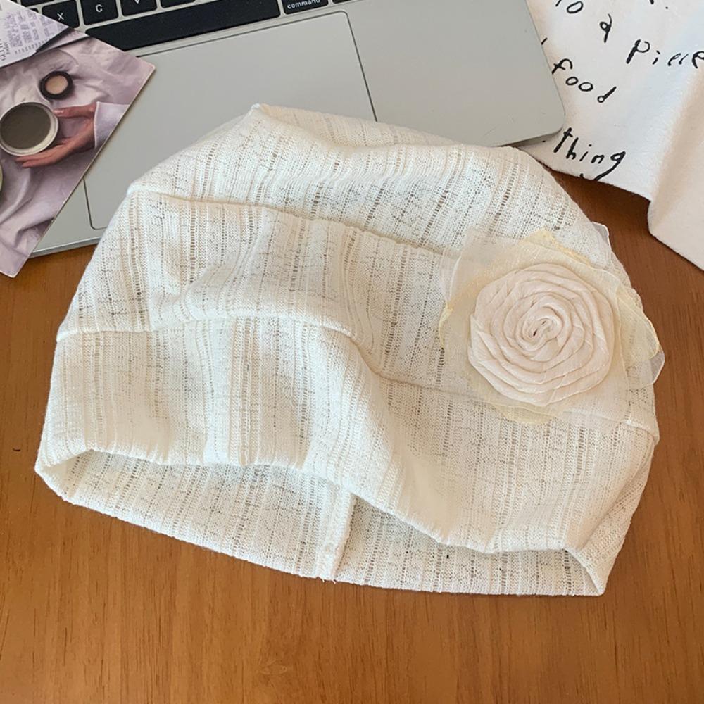 Elegant Flower Beanies Hat Sweet Sunscreen Cap Cute Knitted Hat  Spring and Summer