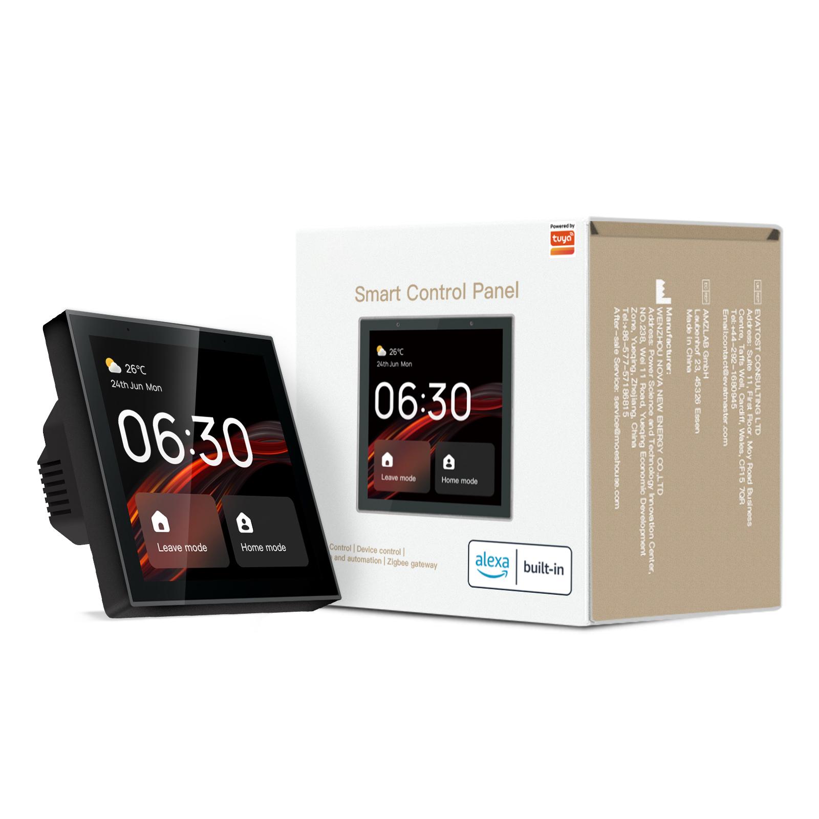 2024 Wall Switch EU Smart Home Control Panel With Zigbee Hub Smart Scene with Built-in Alexa Voice Control (Black,86mm*86mm&Eu Standard) чёрный
