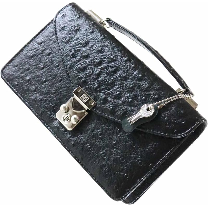 

[FashionBerry] black long wallet men s wallet bag Integrated type genuine leather wallet bag large big large capacity wallet clutch bag Ostrich