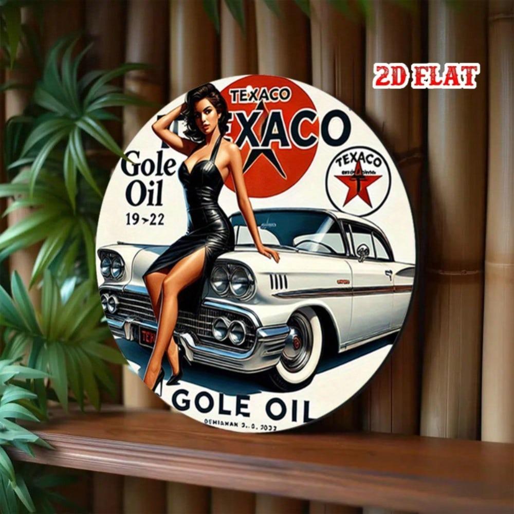 Vintage Texaco Tin Sign Retro Car Garage Metal Wall Art 7.87 Inch Indoor Outdoor Decor