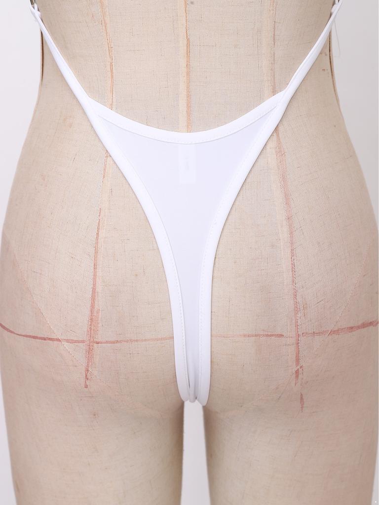 Traje de baño de una pieza para mujer con recorte sin mangas y aro O, tanga cheeky, body para playa, piscina, tomar el sol