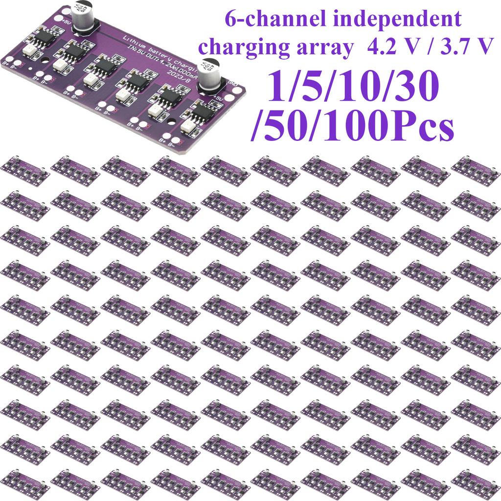 1~100Pcs 6 Channel Independent Charging Array 4.2V3.7V 18650 Lithium Battery Charging Circuit Simultaneous Electr Vehicle charge
