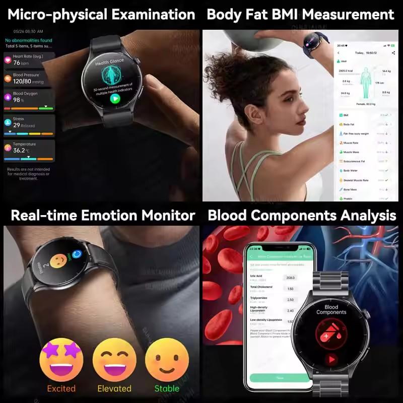 2026 New High End Health Smartwatch Blood Lipids ECG+NFC Uric Acid Heart Rate Emotion Detection Heart Health Analysis Blood Oxygen Monitor Watch