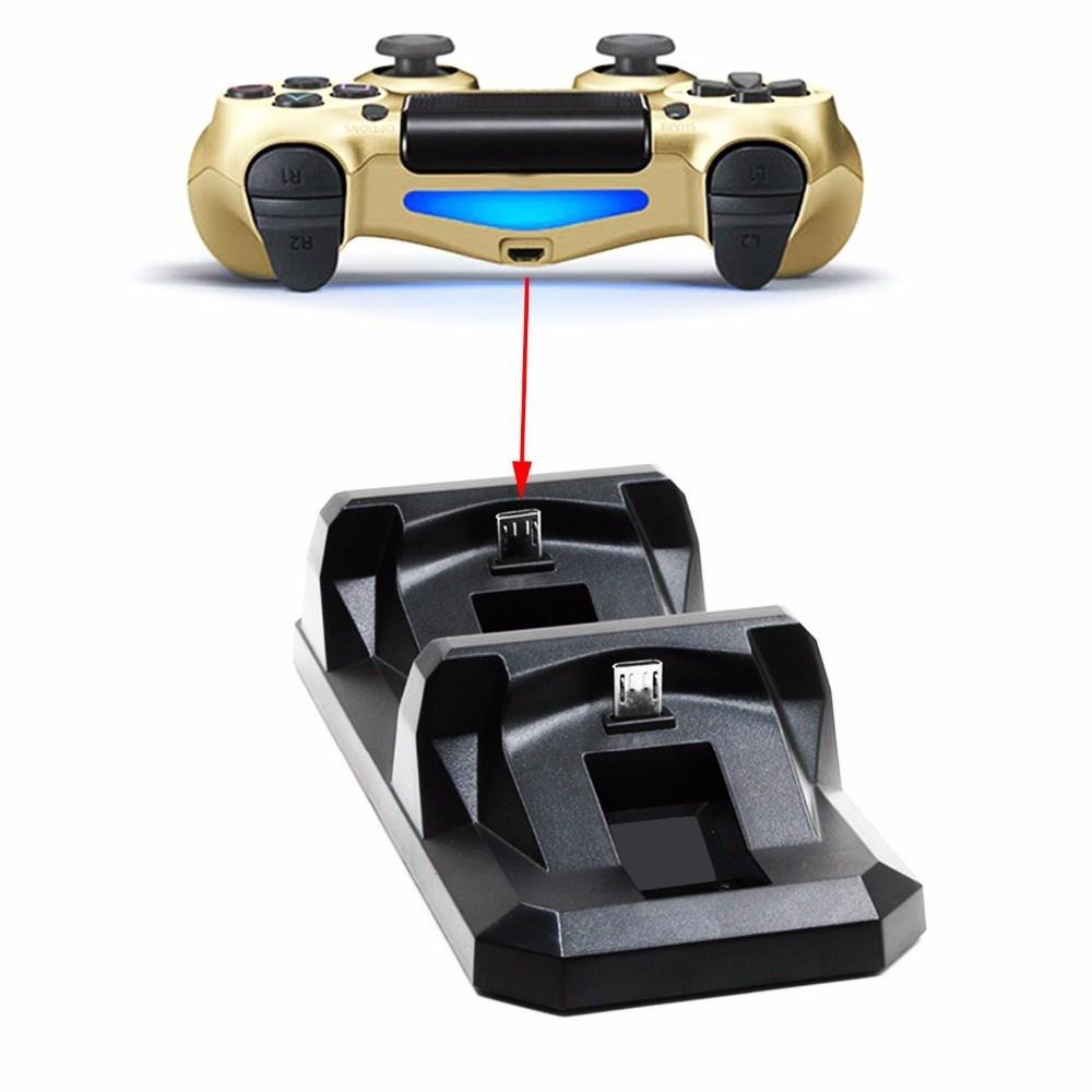 VAORLO USB Port Dual Charging For PS4 Controller Dock Station Stand Holder for Playstation 4 Double Gamepad