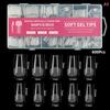 240/600Pcs Short Coffin Nail Tips Half Matte False Tips Full Cover Soft Gel Coffin Shaped Acrylic Nail Tips Clear