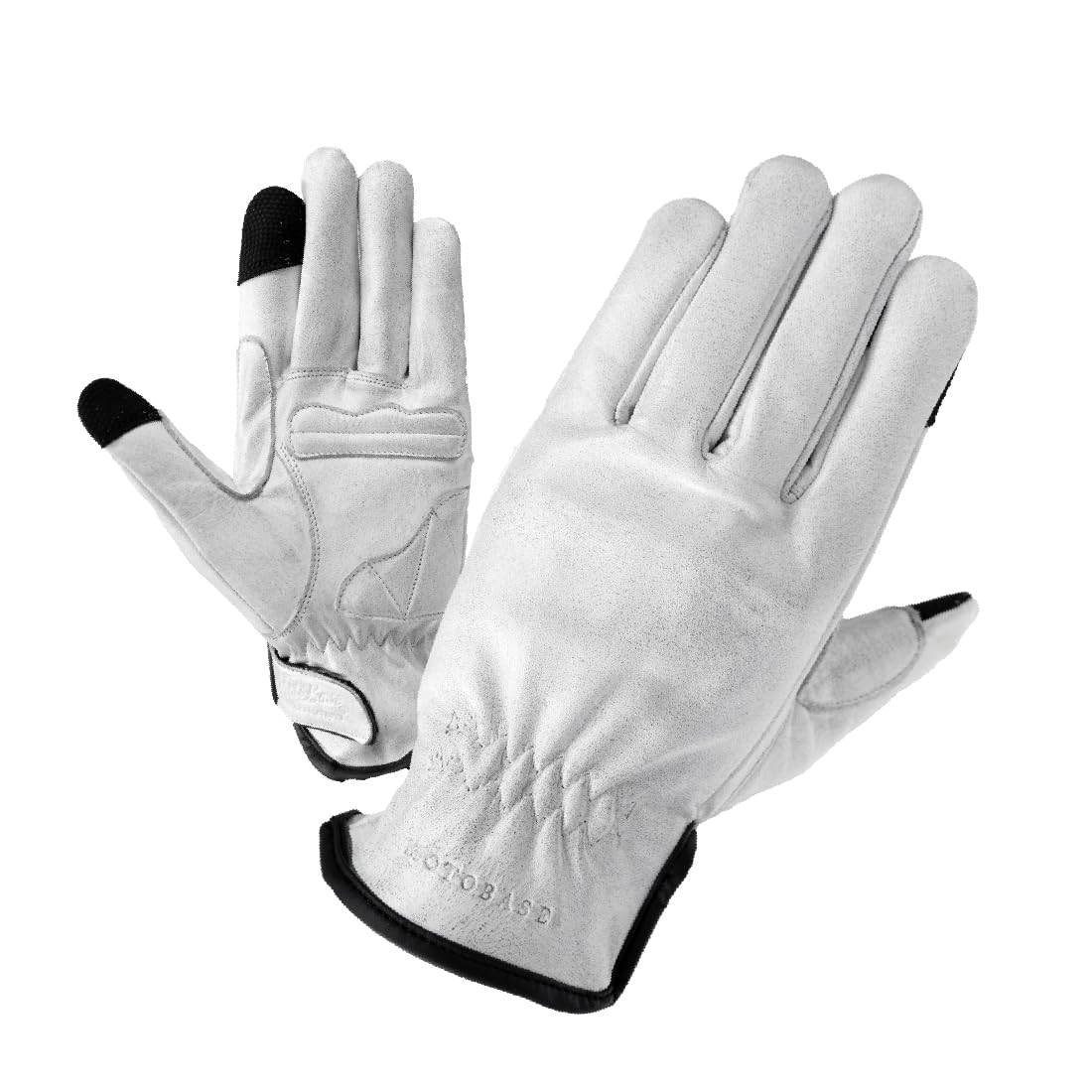 

MOTO BASE Motorcycle Gloves Genuine Leather Simple Ride Leather Gloves Distressed Spring/Summer MBLG-03 White/L