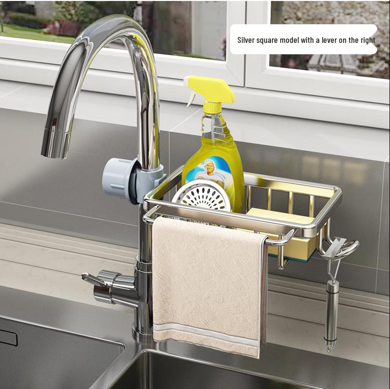 Vipeluo Kitchen Faucet Caddy with Sponge Holder and Drain Rack