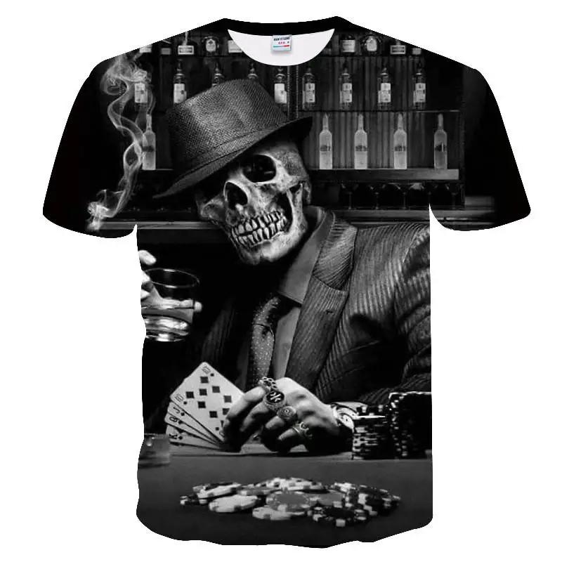 Men's skull print and beauty summer T-shirt,  shirt, hip-hop, 3D print,