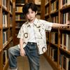 Boys' Collar Shirt Summer Men's Treasure Casual White Pure Cotton Children's Shirt