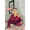 Burgundy Claret Exclusive Velvet Women's Pajama Set With Robe
