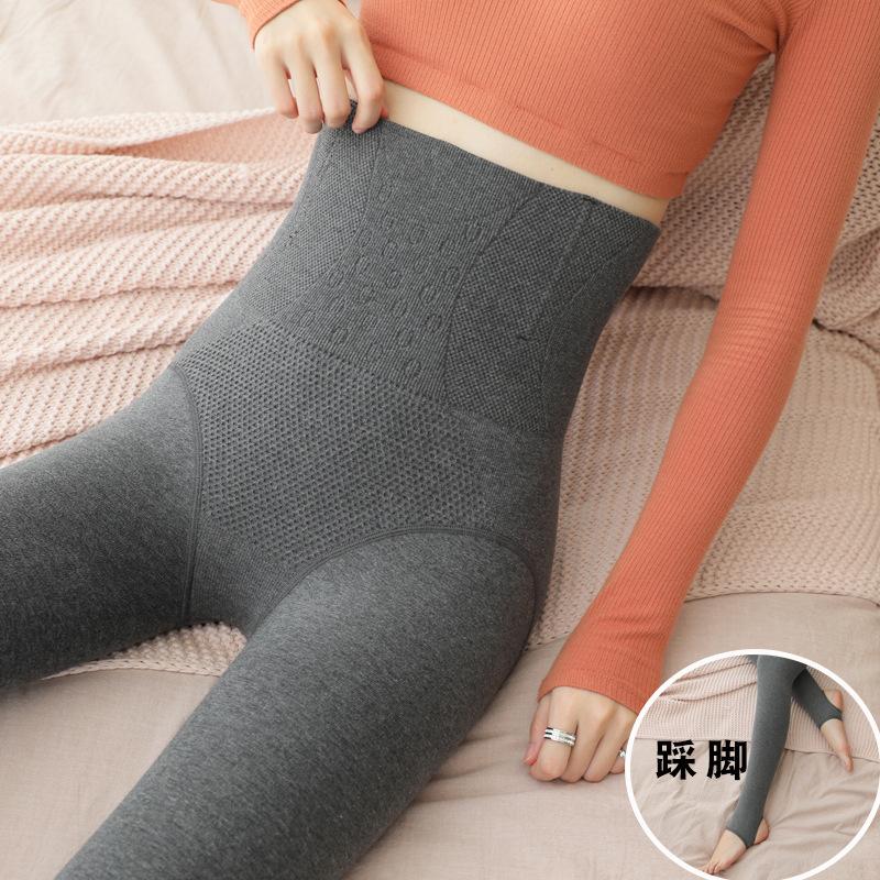

Осенне-зимние хлопковые леггинсы с высокой талией, с косточками для живота и бедер, бархатные леггинсы для женщин, утолщенные цельные брюки 260g (15-0 degrees)
