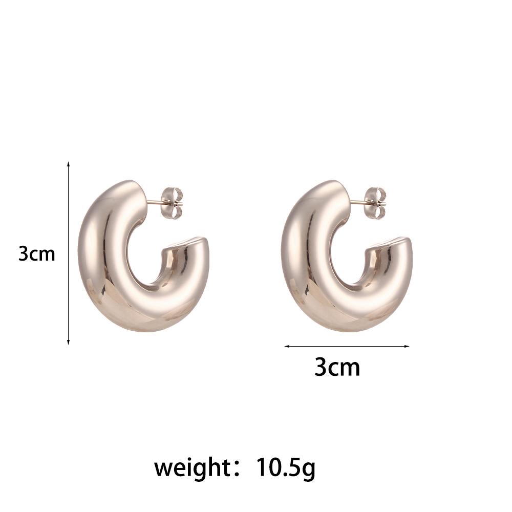 

MamacitaSlay 316L Stainless Steel Smooth Ribbed C Shaped Earrings 18K Gold Plated Waterproof Jewelry For Women Everyday Wear
