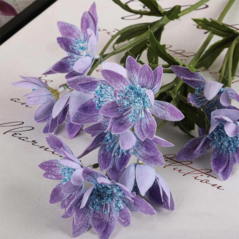 5Pc/lot Artificial Moisturizing Dandelion Real Touch Lotus Flowers for Wedding Decor Bridal Bouquet Home Decoration Party Floral