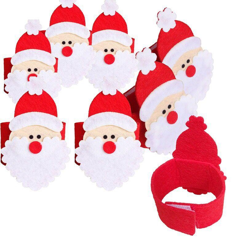 4Pcs Santa Claus Napkin Rings Christmas Non-woven Santa Claus Napkin Covers Home Holiday Party Table Decoration Napkin Rings